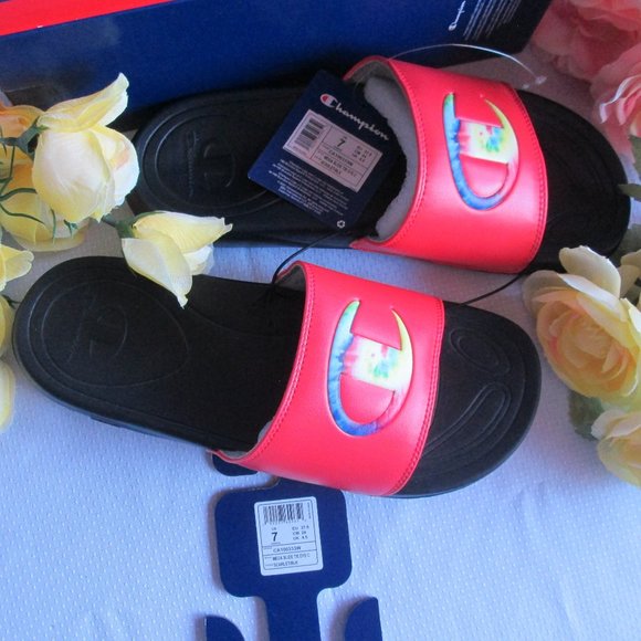 🤩 CHAMPION MEGA SLIDE SCARLETT BLACK WOMENS SLIDE SANDALS (SIZE 7) 🤩 - Picture 13 of 15